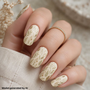 Soft Sage Neutral Wildflower Botanical  Minx Nail Art