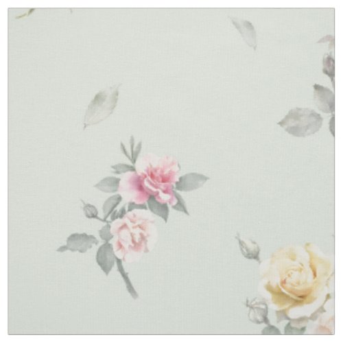 Soft Sage Rose Watercolor Floral Fabric