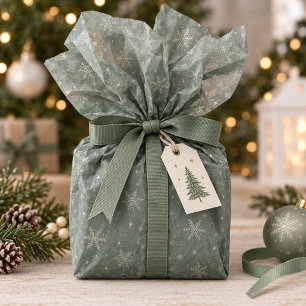 Soft Sage Snowflakes on Optional Dark Green ID1334 Tissue Paper