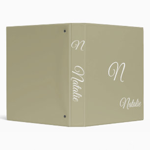 Soft sage solid color monogrammed 3 Ring Binder