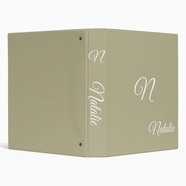  Soft  sage solid color monogrammed 3 Ring Binder (Background)