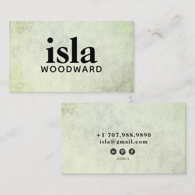 Soft Sage Texture Bold Typography Calling Card (Front/Back)