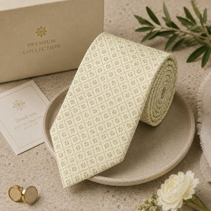 Soft Sage Warm Ivory Estate Micro Diamond Neck Tie