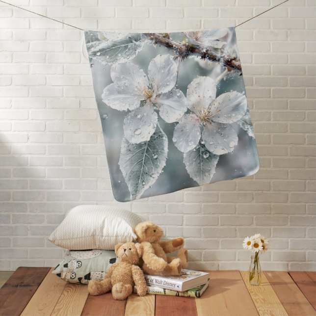 Soft Sakura Baby Blanket – White Cherry Blossom Fl (In Situ)
