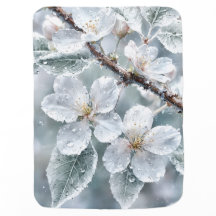 Soft Sakura Baby Blanket – White Cherry Blossom Fl