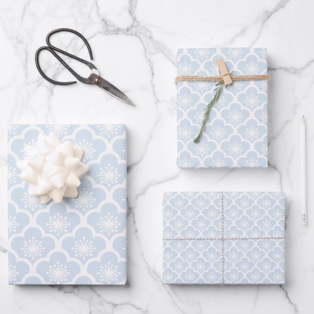 Soft Sakura Neutral - Powder Blue Wrapping Paper Sheets (Front)