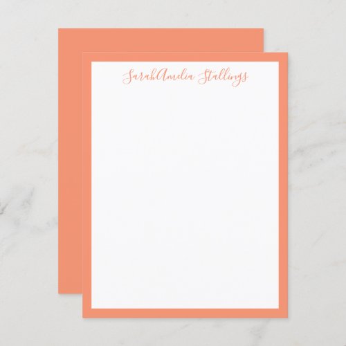 Soft Salmon Reddish Orange Classic Note Card