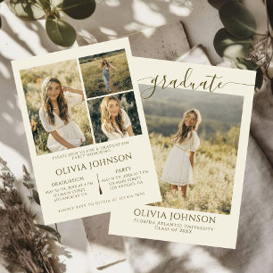 Soft Sand 4 Photos Graduation Party  Announcement