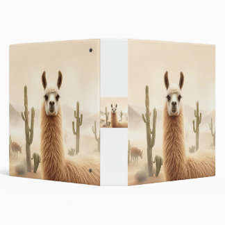 Soft Sand Llama with Cactus Flow 3 Ring Binder