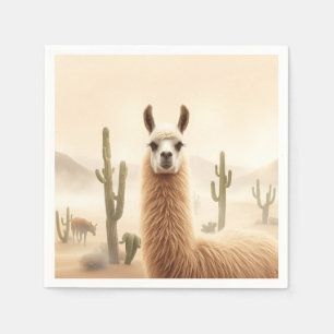 Soft Sand Llama with Cactus Flow Napkins