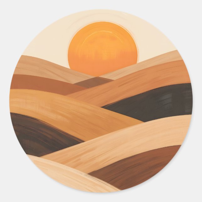 Soft Sand Waves at Sunset Classic Round Sticker (Front)