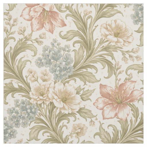 Soft Scrollwork Garden Floral Pattern Fabric