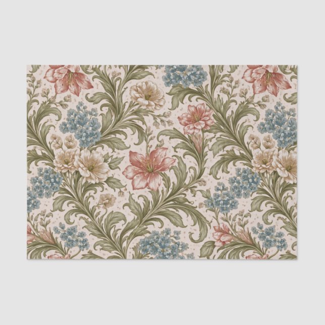 Soft Scrollwork Garden Floral Pattern Tissue Paper (Front)