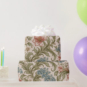 Soft Scrollwork Garden Floral Pattern Wrapping Paper