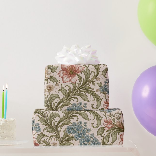 Soft Scrollwork Garden Floral Pattern Wrapping Paper (Party Gifts)