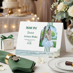 Soft Sea Aesthetic Modern Graduation Folded  Thank You Card