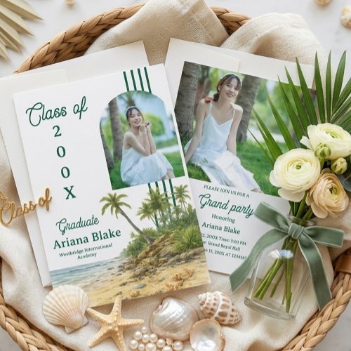 Soft Sea Aesthetic Modern Graduation Invitation