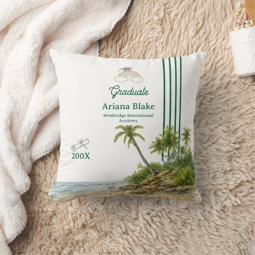 Soft Sea Aesthetic Modern Graduation Invitation Throw Pillow