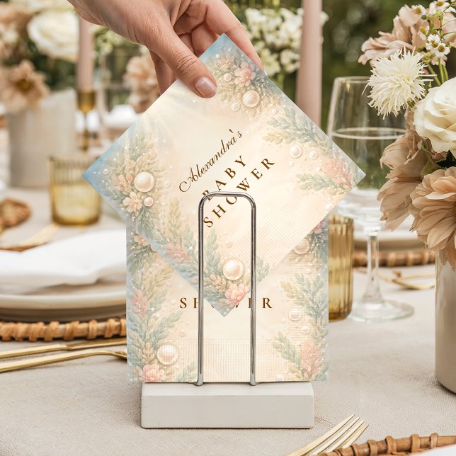 Soft Seaside Pearl Storybook Baby Shower Napkins (Creator Uploaded)