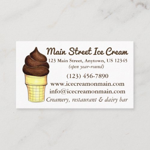 Soft Serve Ice Cream Cone Dairy Bar Creamery Food Business Card