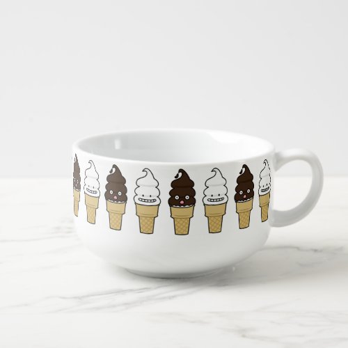 Soft Serve Ice Cream Cone wafer chocolate vanilla Soup Mug