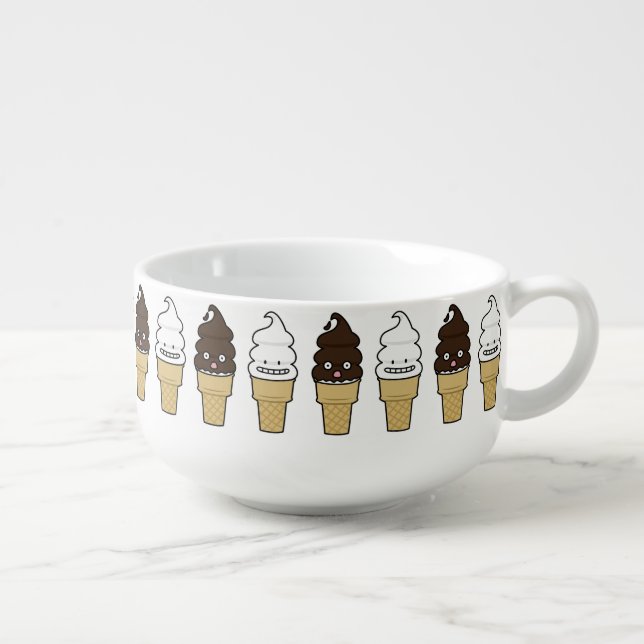 Soft Serve Ice Cream Cone wafer chocolate vanilla Soup Mug (Left)