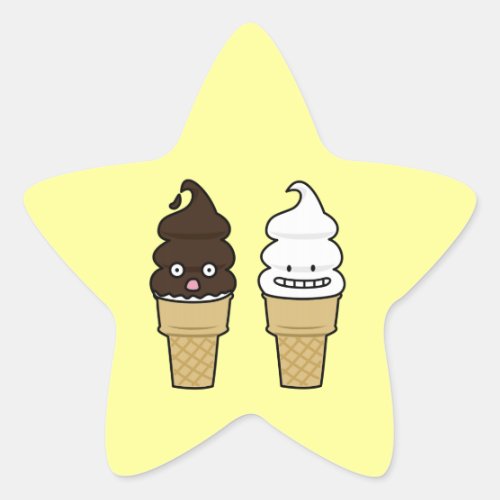 Soft Serve Ice Cream Cone wafer chocolate vanilla Star Sticker