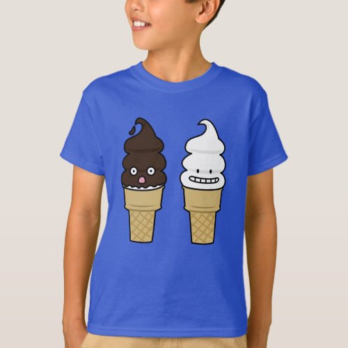 Soft Serve Ice Cream Cone wafer chocolate vanilla T_Shirt