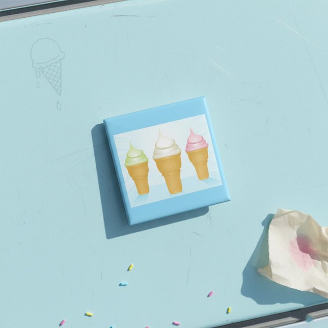 Soft Serve Ice Cream Cones Fun Summer Dessert  Button (Creator Uploaded)