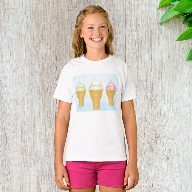 Soft Serve Ice Cream Cones Fun Summer Dessert  T-Shirt (Creator Uploaded)