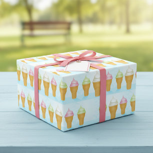 Soft Serve Ice Cream Cones Fun Summer Dessert Wrapping Paper