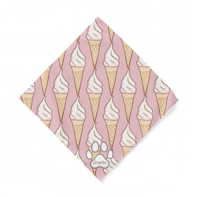 Soft Serve Ice Cream Custom Name Pet Bandana (Front)