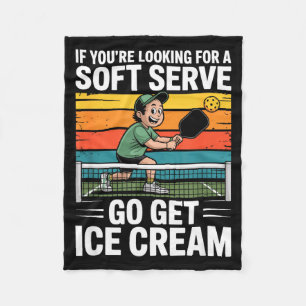 Soft serve pickleball saying for dad who plays fleece blanket
