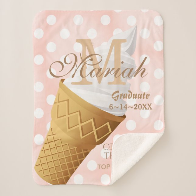Soft Serve Vanilla Ice Cream Cone Sherpa Blanket (Front)