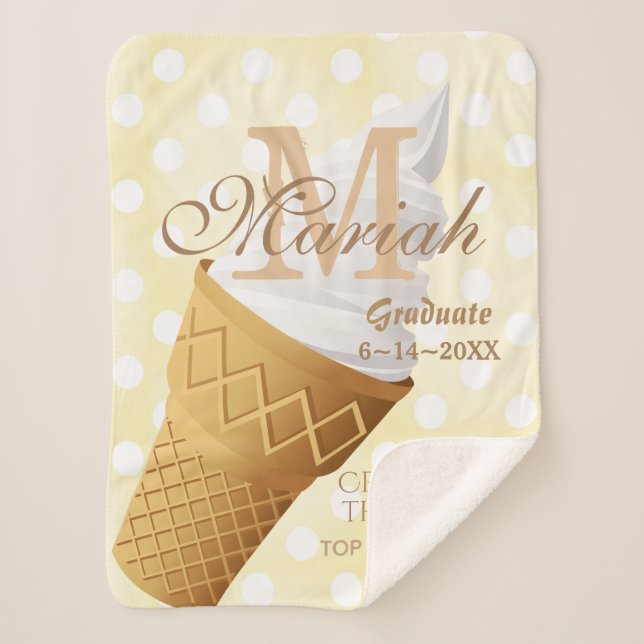 Soft Serve Vanilla Ice Cream Cone Sherpa Blanket (Front)