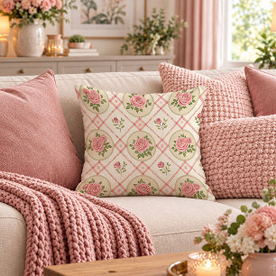 Soft Shabby Chic Pastel Flowers Throw Pillow Art