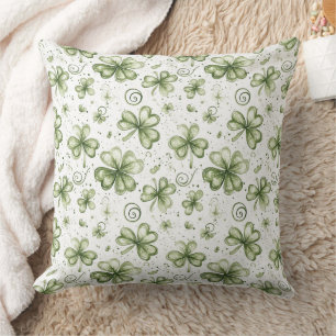 Soft Shamrock Whispers in Watercolor Green Throw Pillow