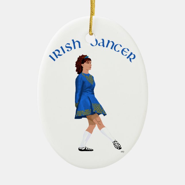 Soft Shoe Irish Dancer in Blue Ceramic Ornament (Front)
