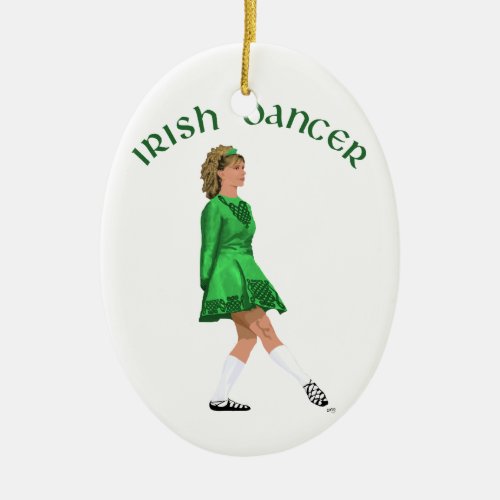 Soft Shoe Irish Dancer in Green Ceramic Ornament