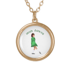 Soft Shoe Irish Dancer in Green Gold Plated Necklace