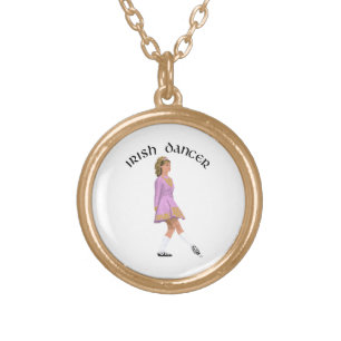 Soft Shoe Irish Dancer in Pink Gold Plated Necklace