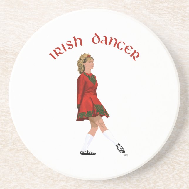 Soft Shoe Irish Dancer in Red Drink Coaster (Front)