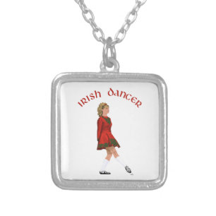 Soft Shoe Irish Dancer in Red Silver Plated Necklace