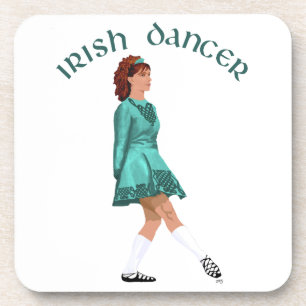 Soft Shoe Irish Dancer in Turquoise Beverage Coaster