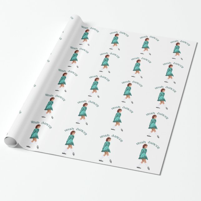 Soft Shoe Irish Dancer in Turquoise Wrapping Paper (Unrolled)