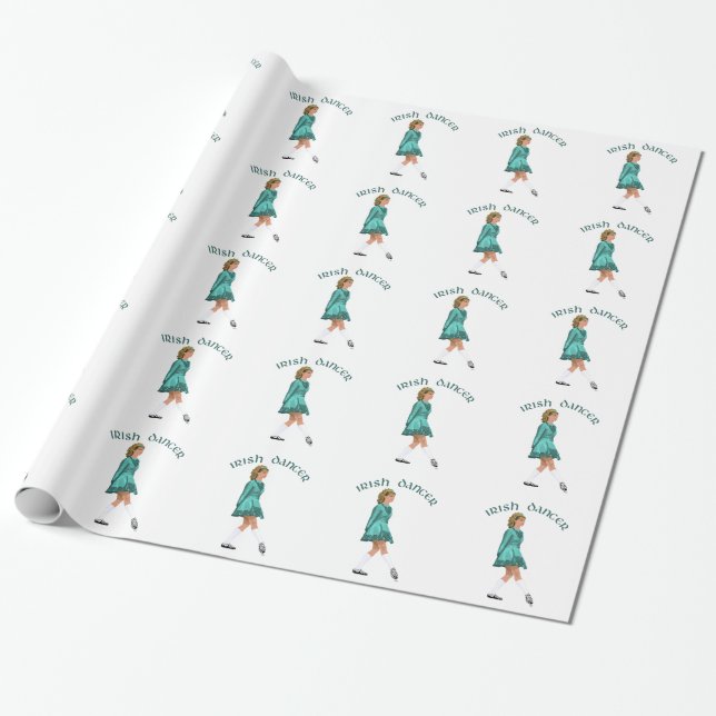 Soft Shoe Irish Dancer in Turquoise Wrapping Paper (Unrolled)