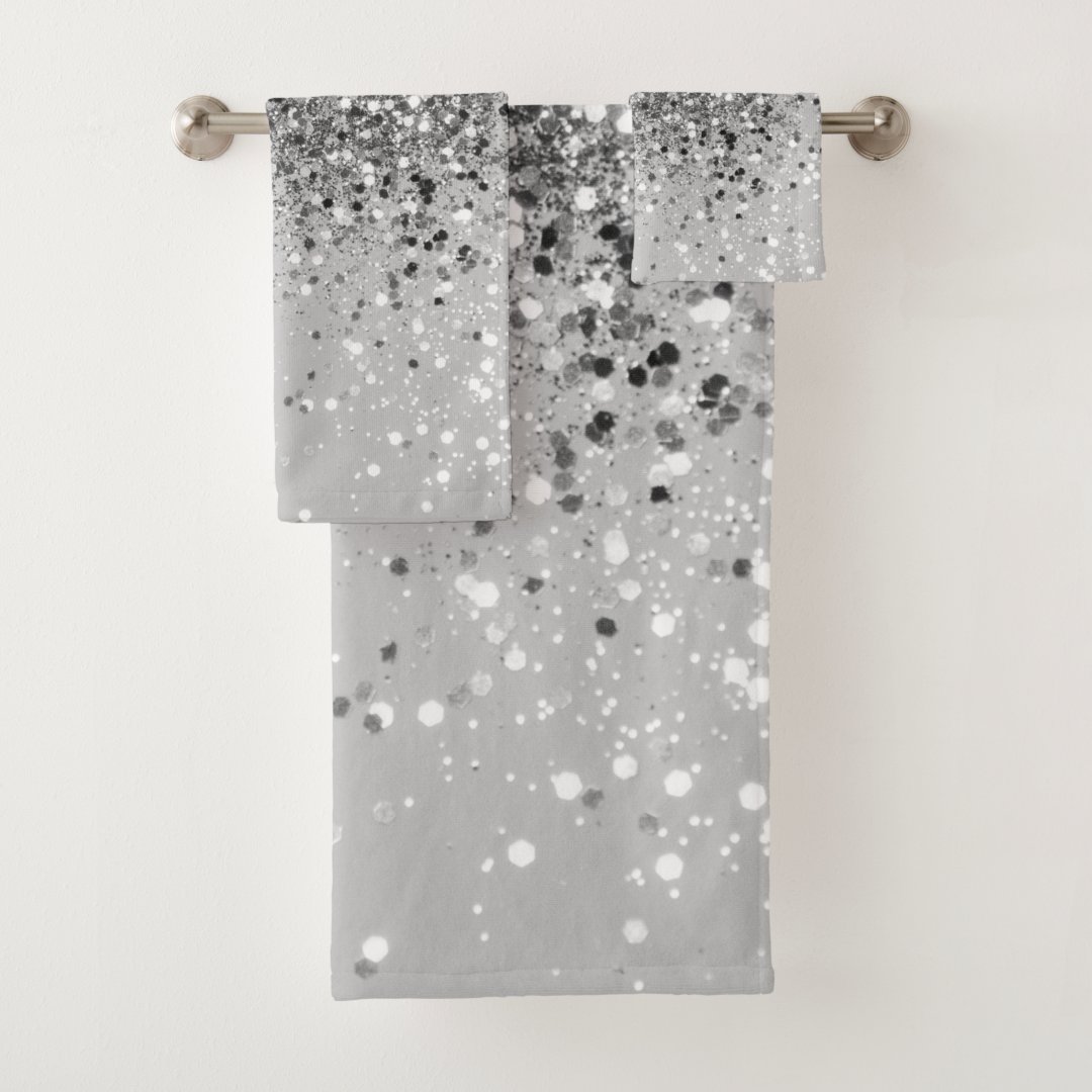 Soft Silver Gray Glitter 1 Bath Towel Set Zazzle