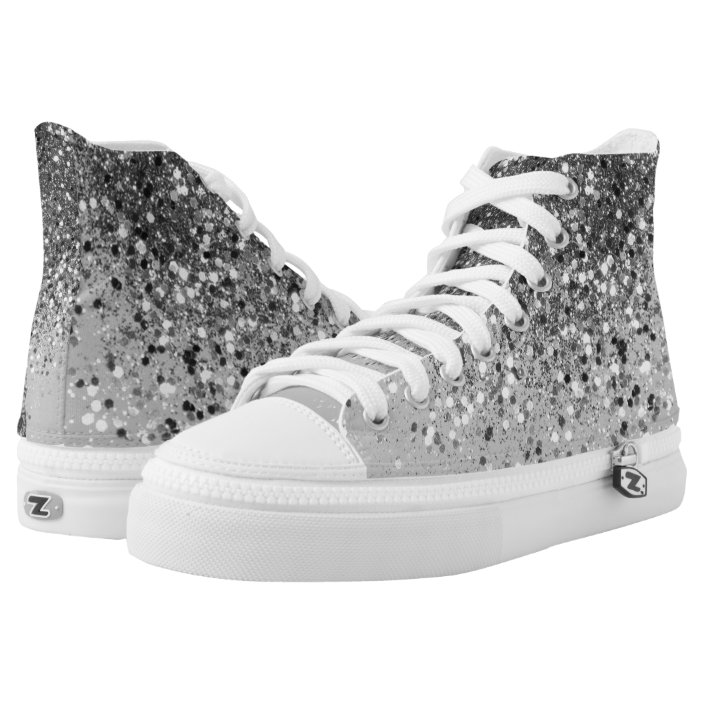 Soft Silver Gray Glitter #1 High-Top Sneakers | Zazzle.com