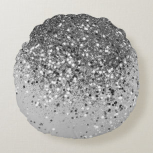 Soft Silver Gray Glitter #1 Round Pillow