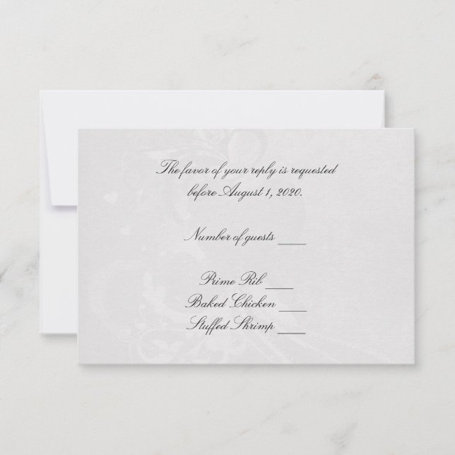 Soft Silver Heart RSVP Card (Front)